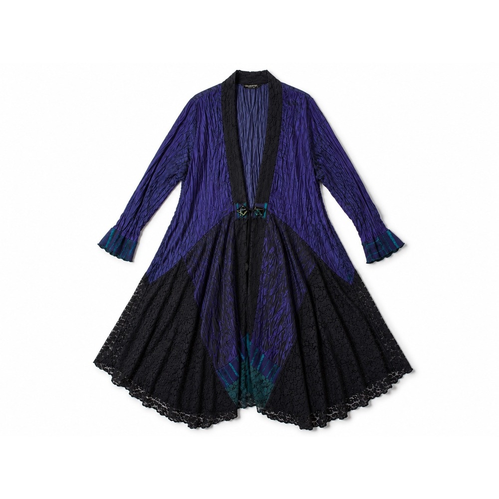Lee Andersen XL Purple Crinkle Lace Opera Duster Cardigan Art to Wear Long Maxi